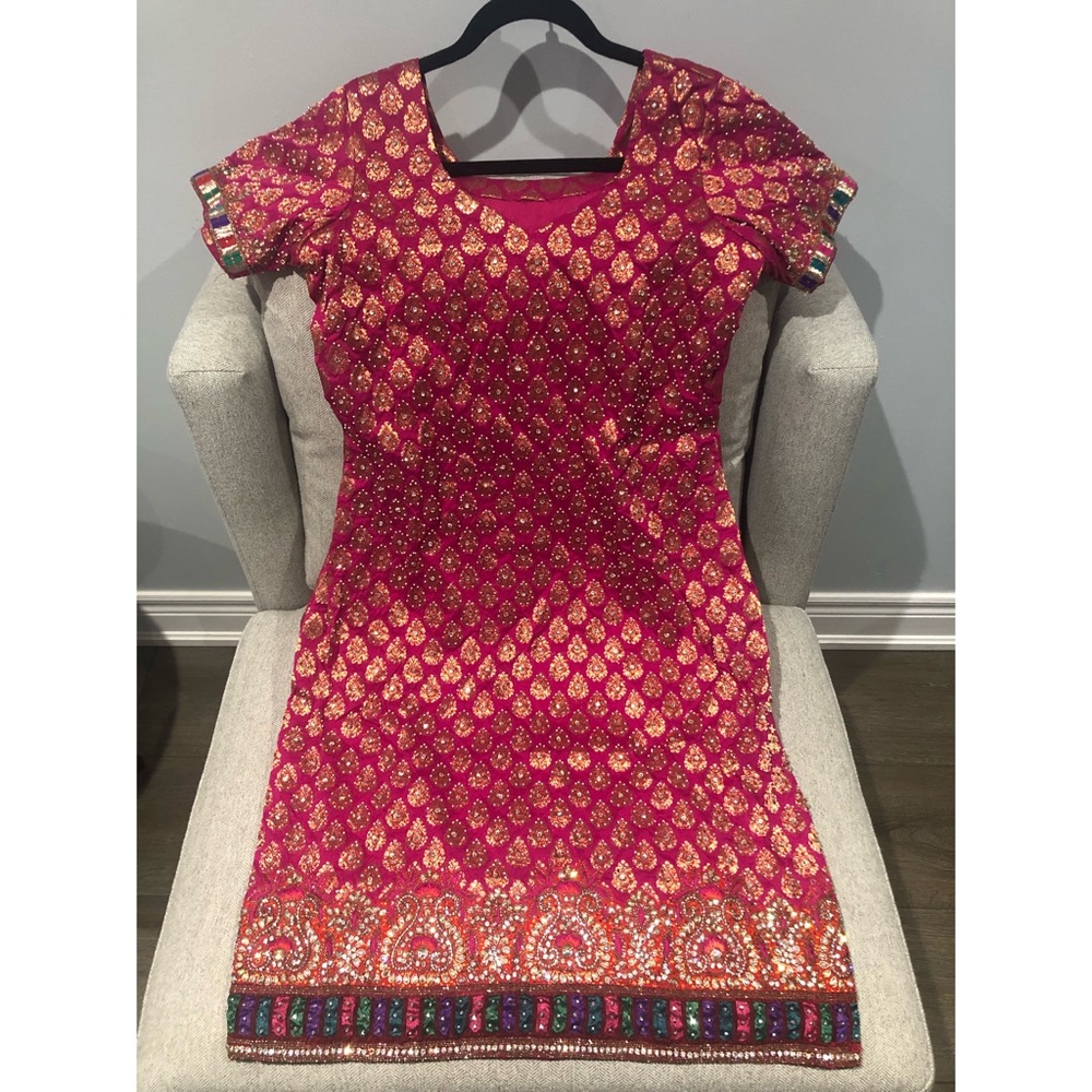 Magenta & orange salwar suit